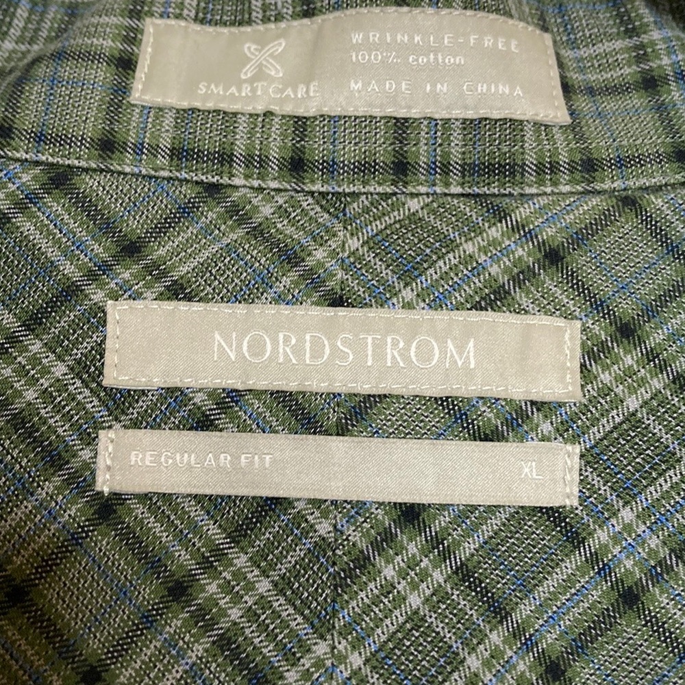 Nordstrom Mens Formal Button Down Plaid Green Dress Shirt - Picture 2 of 14